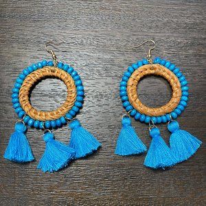 Cyan Tassel Earrings